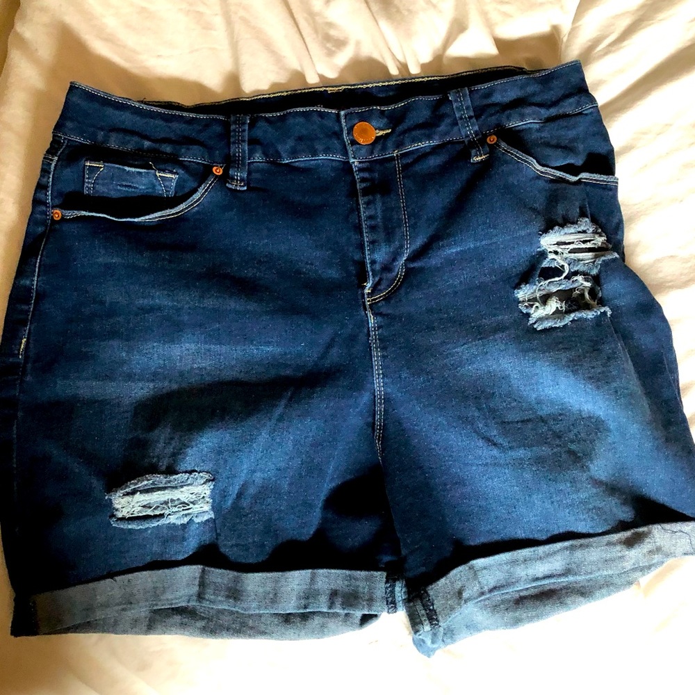 High rise denim shorts